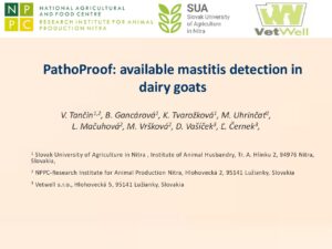 PathoProof Available mastitis detection in dairy goats Vladimir Tancin 2025 pdf
